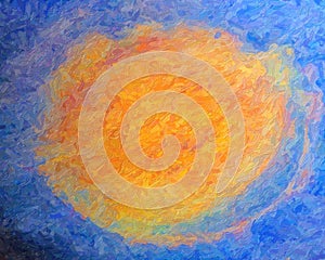 Cosmic Conflagration, Abstract Oil Painting Style