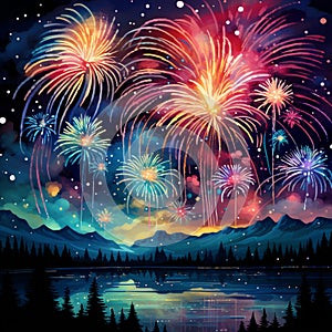 Cosmic Crescendo: Celestial Fireworks Lighting up the Sky photo