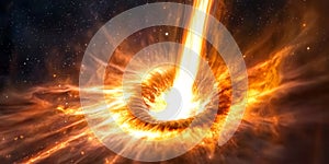 A cosmic 3D background of a supermassive star being consumed by an all-devouring black hole. Streams photo