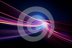 Cosmic dance of vibrant light streaks in space, Generative AI