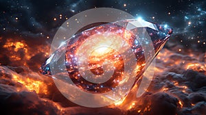 Cosmic Diamond Fire Galaxy Nebula Space