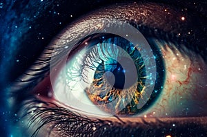 Cosmic Enigma: Surreal Stellated Eye in the Nebula\'s Embrace photo