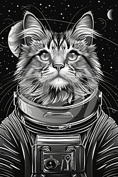 Cosmic Feline Adventurer: Intergalactic Cat Astronaut Artwork photo