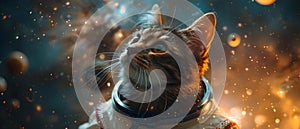 Cosmic Feline Explorer Amidst Starry Vistas. Concept Sci-fi Cats, Space Adventure, Galactic