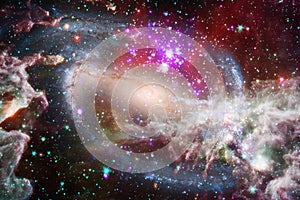 Cosmic galaxy background with nebulae, stardust and bright stars