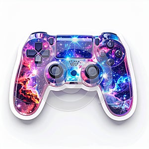 Cosmic Galaxy Video Game Controller Isolated on White