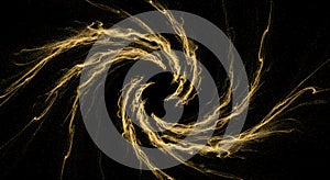 Cosmic golden glitter vortex abstract background