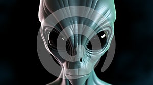 Cosmic Green Alien Face: 3d Rendering With Shallow Depth Of Field