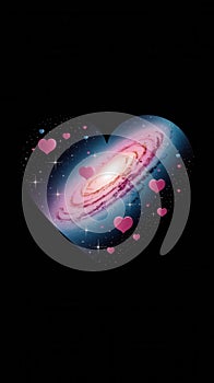 Cosmic Heart Surrounded by Stars and Nebulas on Black Background photo