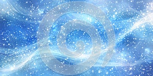 A cosmic-inspired chambray blue abstract background with glowing nebula-like swirls, delicate star photo