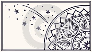 Cosmic Mandala Pattern, Starry Abstract Geometry, vector design Generative AI