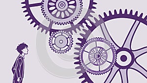 Cosmic Mechanisms Gears in Abstract Void, vector design Generative AI