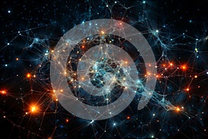 Cosmic Network Abstract Representation. Created with Generative AI