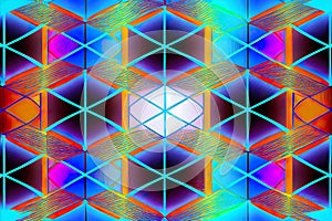 Cosmic optical illusion elecetric background. AI render.