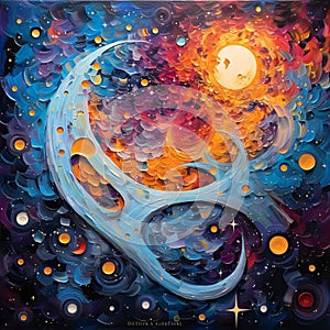 Cosmic Overture: A symphony of abstract elements in cosmic harmony