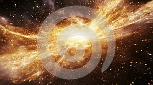 Cosmic Radiance: A Celestial Explosion of Golden Energy and Stellar Dust in the Void of Space