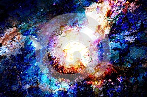 Cosmic space and stars, color cosmic abstract background. Crackle effect.