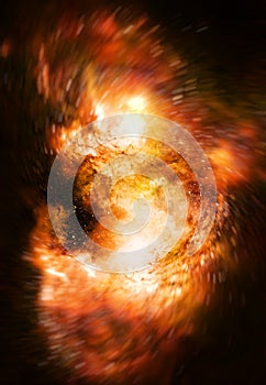 Cosmic space and stars, color cosmic abstract background. Fire effect in space. Blurred dynamic movement effect.