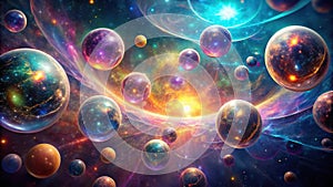 A cosmic tapestry of multiverse bubbles and nebulae. Generative AI