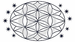 Cosmic Geometric Star Circular Pattern, vector design Generative AI