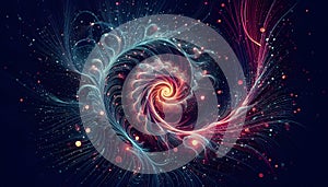 Cosmic Vortex: Spiral light with flowing colors in space