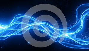 Cosmic Waves Blue White Light Flowing Through Starry Expanse