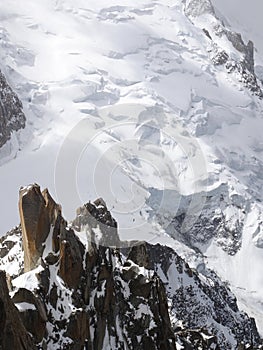 Cosmiques ridge in Chamonix, and the glacier behind