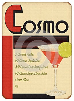 Cosmo Poster Art Deco Sytle Vintage Retro Party