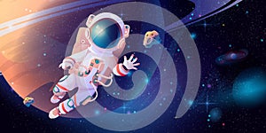 Cosmonaut astronaut on orbit exploring outer space