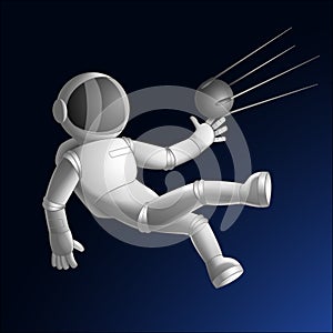Cosmonaut catching sputnik