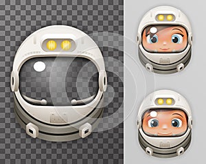 Cosmonaut Helmet Realistic 3d Astronaut Spaceman Boy Girl Tantamareska Poster Transperent Glass Background Icon Template