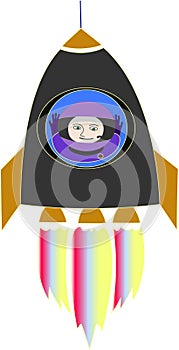 The cosmonaut in a rocket.