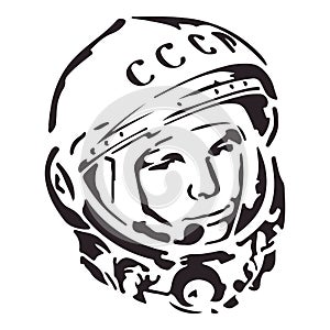 Cosmonaut USSR with signature Let's Go on Russian. Eps 10