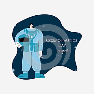 Cosmonautics day on 12 april astronauts and galaxy space Vector illustration.