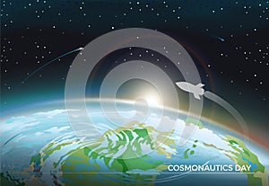 Cosmonautics Day Space Poster Vector Illustration