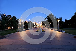 Cosmonauts Alley (Night view), Moscow, Russia