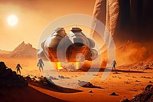 cosmonauts on Mars planet