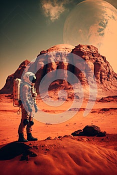 cosmonauts on Mars planet