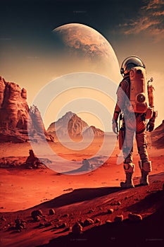 cosmonauts on Mars planet