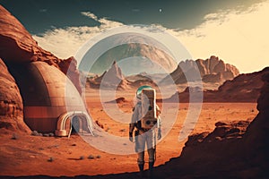 cosmonauts on Mars planet