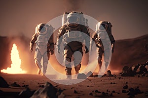 cosmonauts on Mars planet