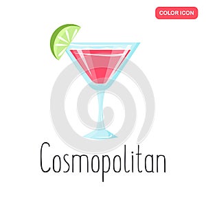 Cosmopolitan alcohol cocktail color flat icon