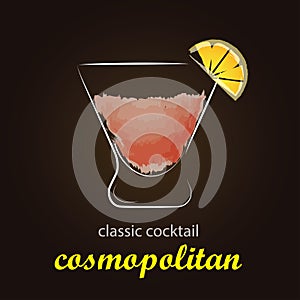 Cosmopolitan Cocktail in authentic glass
