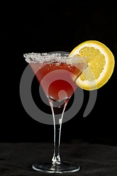 Cosmopolitan Cocktail with cranberry juice, vodka, lime juice and cointreau