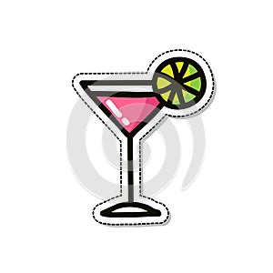 Cosmopolitan cocktail drink doodle icon, vector illustration
