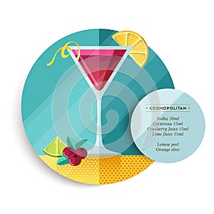 Cosmopolitan cocktail drink recipe for party