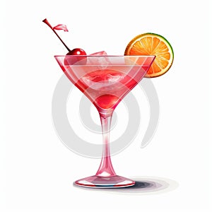 Cosmopolitan cocktail drink on white background. illustration AI generated
