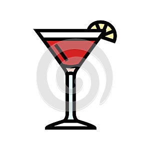 cosmopolitan cocktail glass drink color icon vector illustration