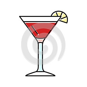 cosmopolitan cocktail glass drink color icon vector illustration