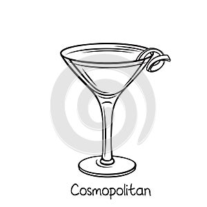 Cosmopolitan cocktail with lime